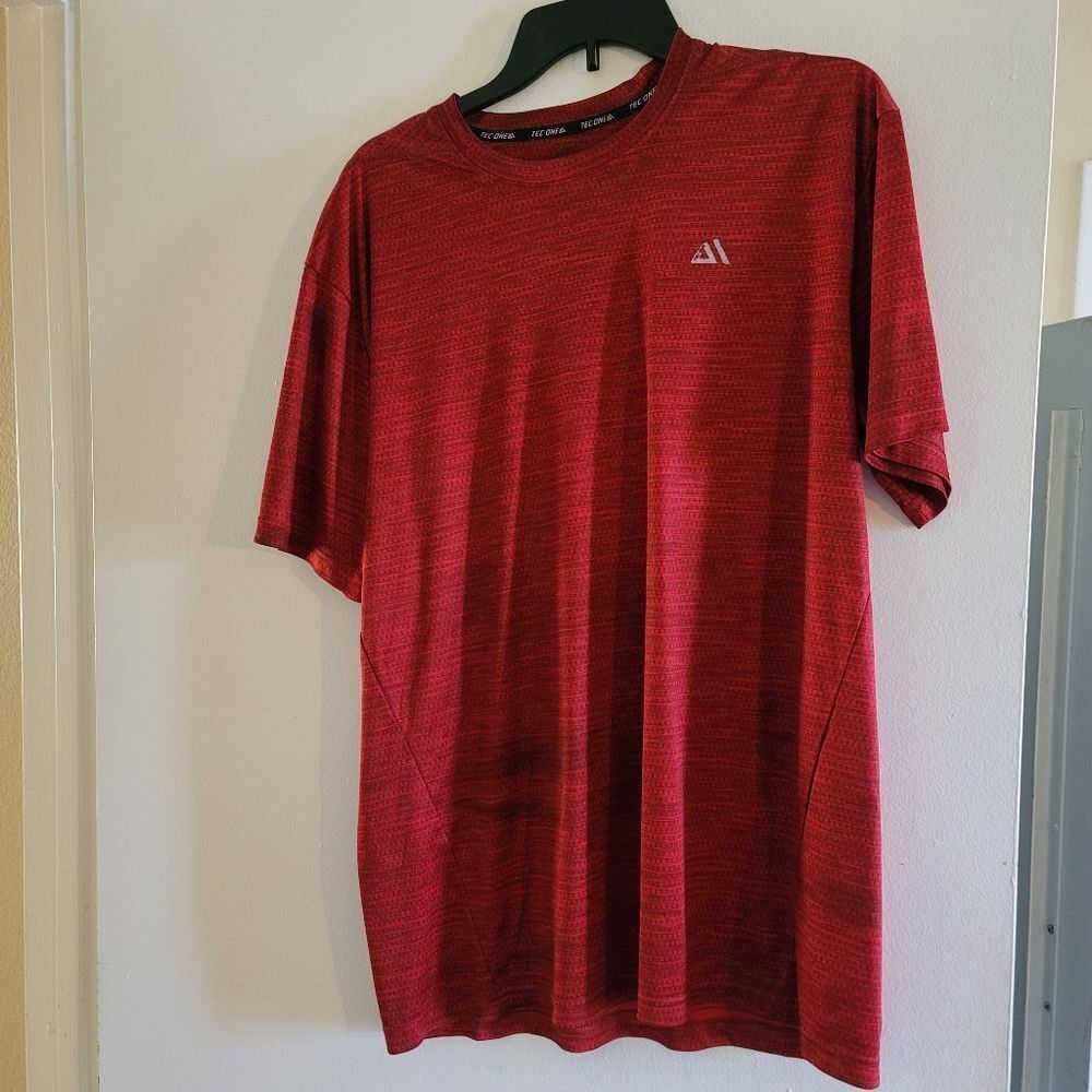 Red Polyester work out shirt. Large